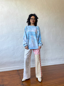 Vintage Blue Marble Tie Dye Raglan Sweatshirt