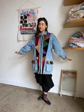 Load image into Gallery viewer, 1980s Hooded Patchwork Denim &amp; Suede Color Block Jacket