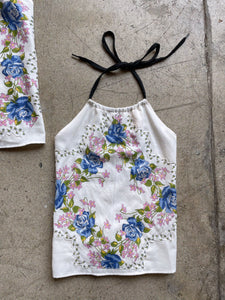 Blue Rose Hankie Halter Tops | Large