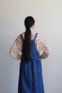 1980s Long Polka Dot Silk Blouse