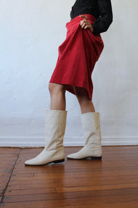 1970s White Leather 9 West Riding Boots Size 5.5-6