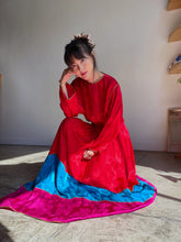 Load image into Gallery viewer, 1980s Oscar De La Renta Silk Brocade Rose Color Block Blouse and Maxi Skirt Set