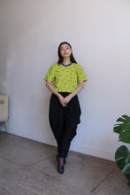 Load image into Gallery viewer, 1980s Lime Green Scribble Print Crop Top
