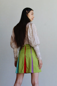 90s Y2K Chartreuse Peekaboo Color Mini Skirt