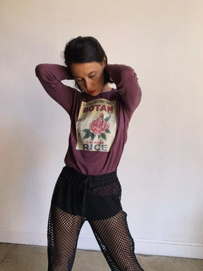 Botan Rice 1970s Plum Long Sleeve Shirt - S