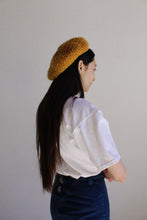 Load image into Gallery viewer, Vintage Mustard Yellow Crochet Knit Beret