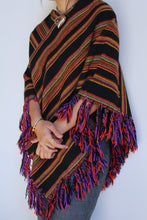 Load image into Gallery viewer, 1970s Italian Rainbow Striped Fringe Poncho