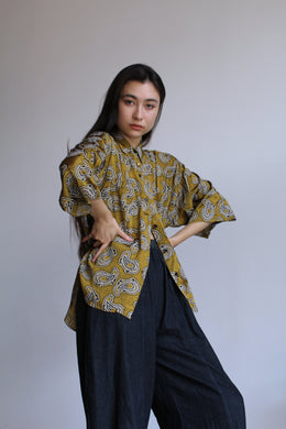 Paisley Okra Button Up