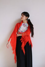 Load image into Gallery viewer, 1970s Neon Red Crochet Knit Shawl