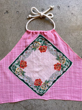 Load image into Gallery viewer, Hankie Halter Top Pink Gauze - Green Rose | Small