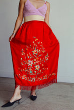 Load image into Gallery viewer, Antique Chinese Red Silk Embroidered Robe Skirt