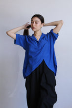 Load image into Gallery viewer, 1980s Blue Asymmetrical Polo Blouse