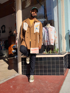 Rice Sack Patchwork Trench Coat
