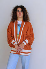 Load image into Gallery viewer, 1990s Burnt Orange &amp; White Striped Linen Cardigan