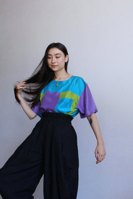 1980s Silk Colorblock Blouse