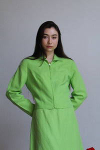 1990s Express Tailleur Lime Green Silk Set