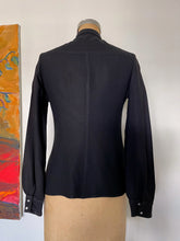 Load image into Gallery viewer, 1940s Black Crepe Button Up Blouse