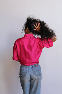 1990s Fuchsia Pink Silk Blouse