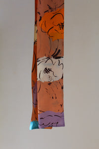 1970s Pastel Abstract Print Silk Sash