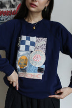 Load image into Gallery viewer, Why Not Now? Blue Sacred Scrap Collage Sweater