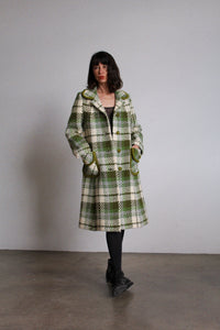 1960s Green Plaid Wool Coat