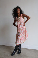 Load image into Gallery viewer, 1970s Heart Print Ruffle Maxi Dress