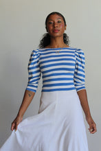 Load image into Gallery viewer, 1980s Blondie Striped Knit Puff Sleeve Dress