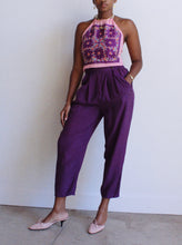 Load image into Gallery viewer, Eggplant Purple Silk High Waist Pants