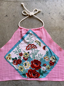 Hankie Halter Top Pink Gauze - Burnt Orange Rose | Large