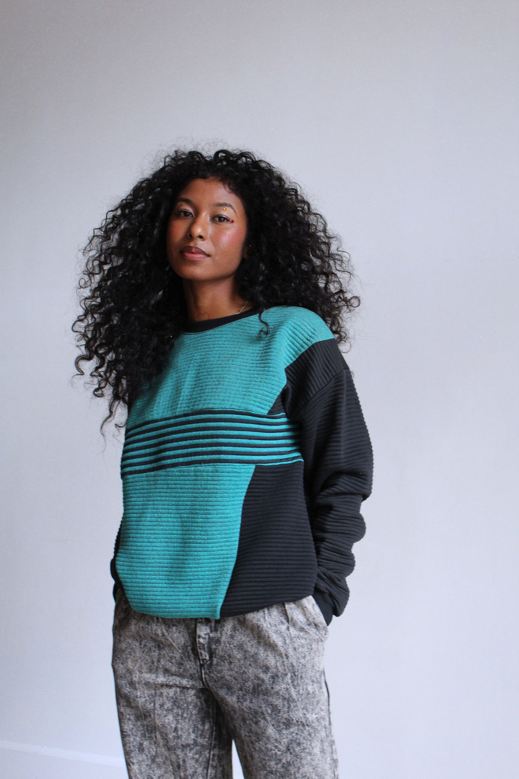1990s Ribbed Striped Pullover Sweater