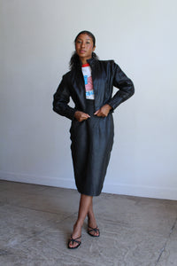 1980s Puff Collar Black Leather Jacket