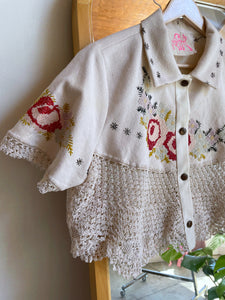 Antique Crochet Lace Crop Top | Medium