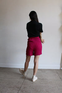 Fuchsia Pink Plisse Shorts
