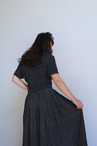 1990s Black Polka Dot Blouse w/ Peter Pan Collar