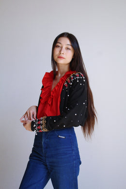 1980s Black Beaded Bolero Jacket