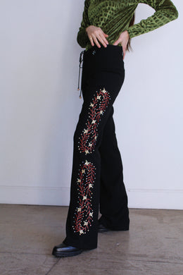 Y2K Manuel Cuevas Western Lace Up Embroidered Pants