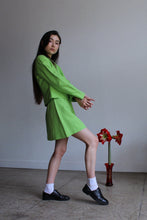 1990s Express Tailleur Lime Green Silk Set