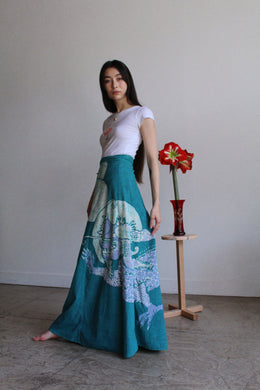 1970s Dragon Print Wrap Skirt