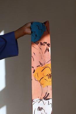 1970s Pastel Abstract Print Silk Sash