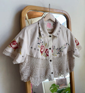 Antique Crochet Lace Crop Top | Medium