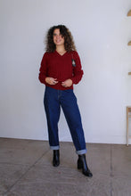 Load image into Gallery viewer, 1990s Maroon Wool Deadstock Cable Knit V-neck Sweater