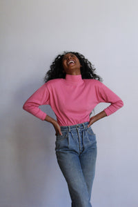 1980s Pink Turtleneck Blouse