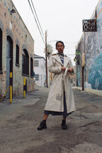Load image into Gallery viewer, Blue Rose Rice Sack Patchwork Trench Coat