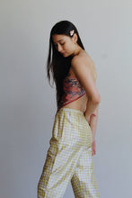 Load image into Gallery viewer, 90s Chartreuse Silk Plaid Trousers