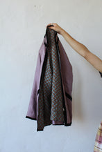 Load image into Gallery viewer, Antique Purple Silk + Black Velvet Jacket w/ Mandarin Collar