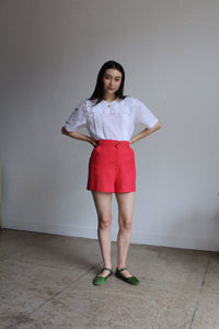 1980s White Linen & Lace Blouse