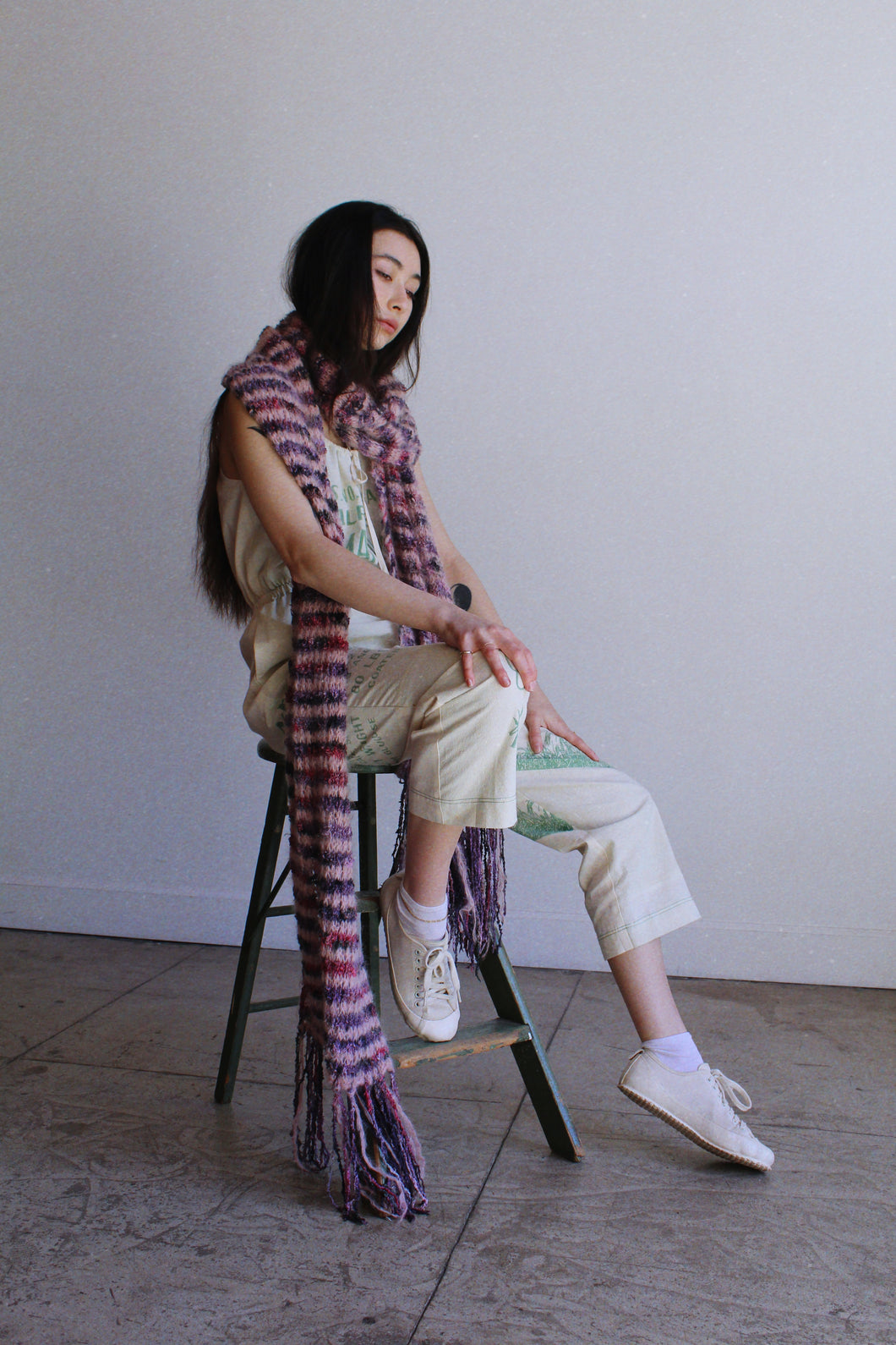 Vintage Extra Long Knit Mohair Scarf