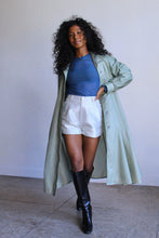 Load image into Gallery viewer, 1970s Sage Green Nylon Trench Coat