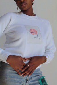 Primary Rose White Raglan Sweater | Small
