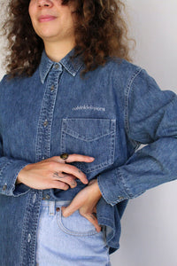 1990s Calvin Klein Denim Button Down Shirt